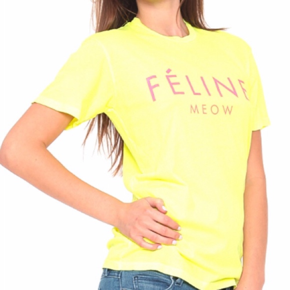 BRIAN LICHTENBERG NEON YELLOW FELINE TEE 🎾